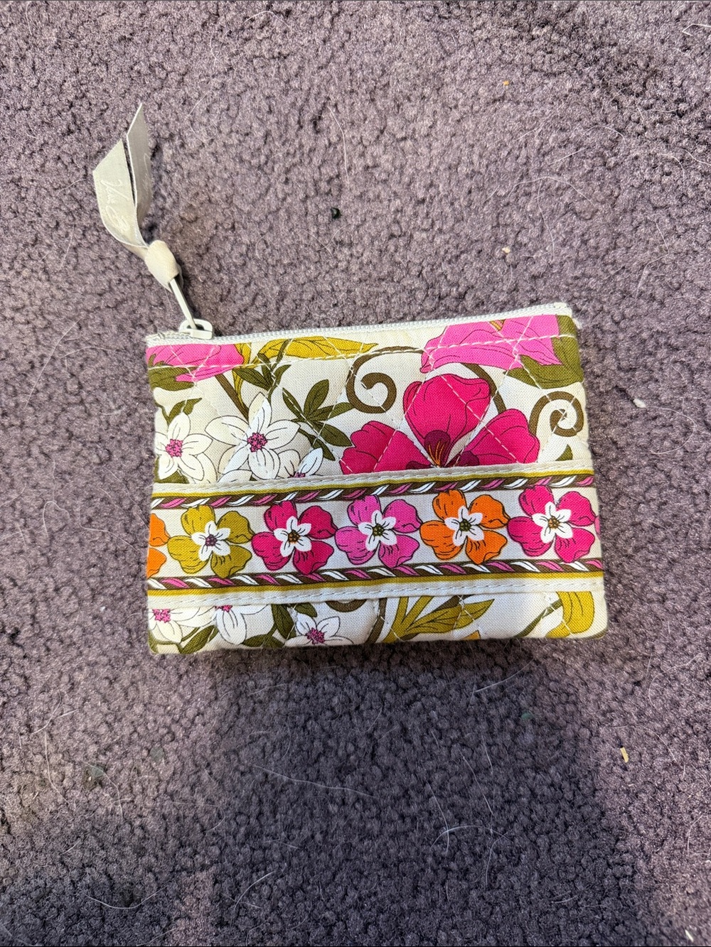 Vera Bradley Floral Quilted Zip Pouch - Pink & Orange